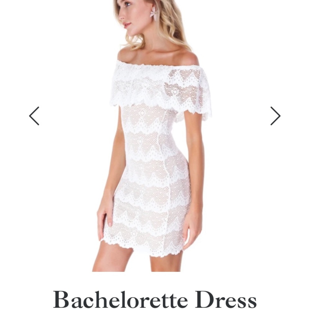 Nightcap white lace off the shoulder mini dress